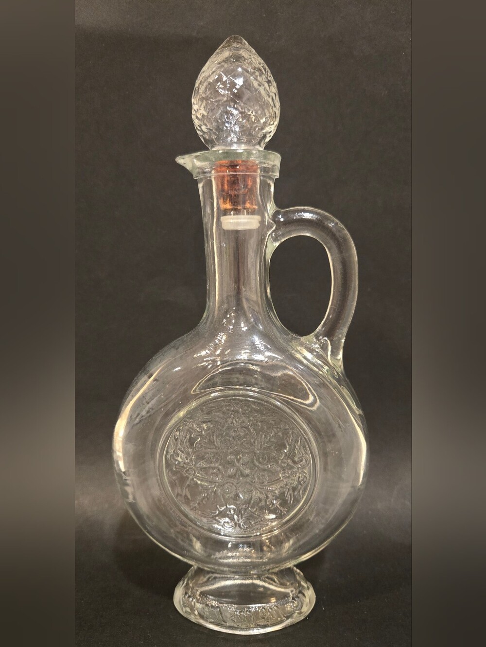 Vintage Clear Glass Cruet Bottle With Stopper